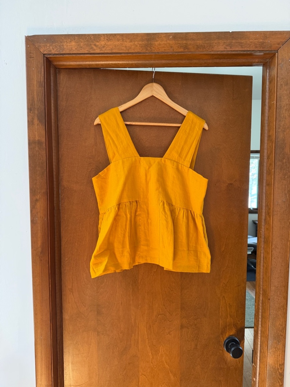 Amour Vert Mustard Peplum Tank - Wide Strap Summer Top